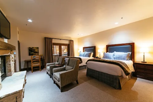 Deluxe Two Queen Room with Fireplace Hotel Room Hotels in Brighton