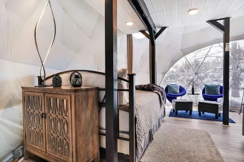 Unique, Fun, and Modern Queen Dome - 2 Queen Beds. Loft Accessed by Ladder.