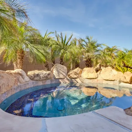 Resort style backyard w/ private heated pool & spa