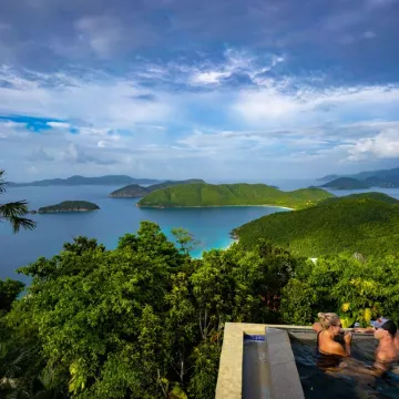Best views & pool deck on St John just up the hill from Cinnamon Bay Beach.
