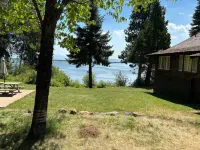 Beautiful view of the lake with patio and BBQ.