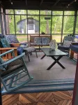Cozy 2 bedroom cabin with fireplace steps to sand bottom swimming and lake views