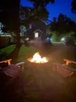Charming Riverhead home with large outdoor patio & backyard  firepit