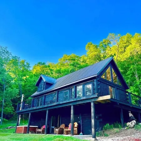 Black Bear A-Frame Waterfront Log Cabin with Hot Tub Jacuzzi