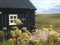 View of volcano Hekla and horse pastures, very cozy and quiet,