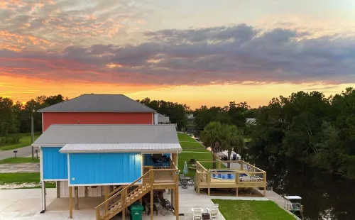 Cozy water front home with a swimming pool near beaches and Old Town BSL!