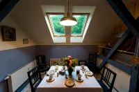 Landhaus Kunterbunt at the forest and river with chicken and sheep in the Thuringian Forest