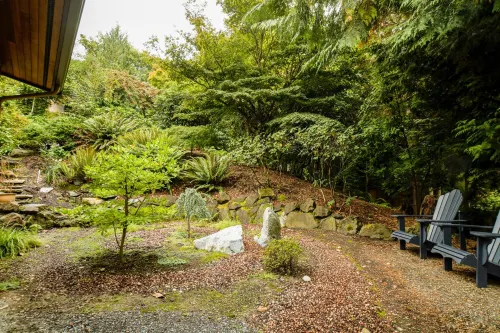 Modern home in wooded area with views of Lake Washington