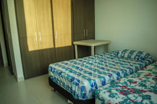 3 min to beach apartment, ocean view, terrace, big pool, and AC in Santa Marta