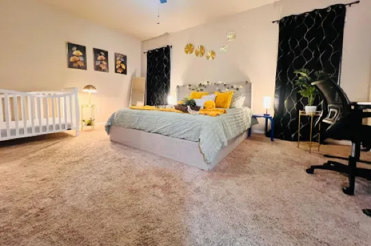 Spacious 4BR Home w Game Room Office Backyard