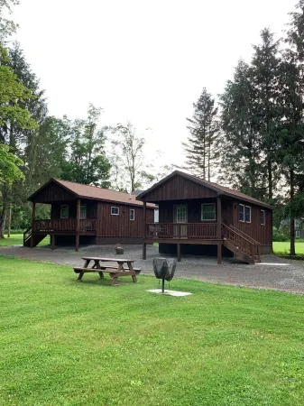 Steps away from world famous Delaware River fishing.  Cabins on spacious lot.