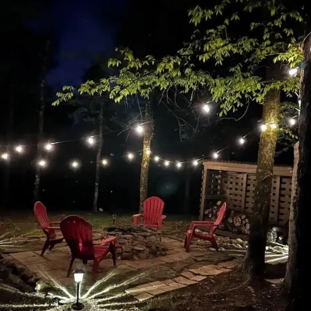 Buckeye cabin is nestled in the woods with access to the Little Missouri River.
