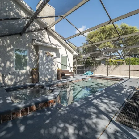 Screened Heated Pool & Hot Tub with Golf Cart - ONE Block to the BEACH!