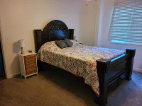 Nestled around 18 acres. Close to trails and a lake.
