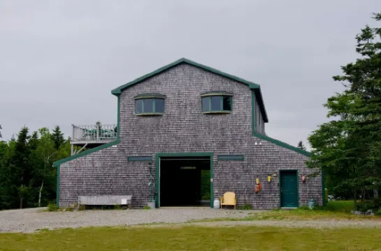 On the top of ledge overlooking Cobscook Bay