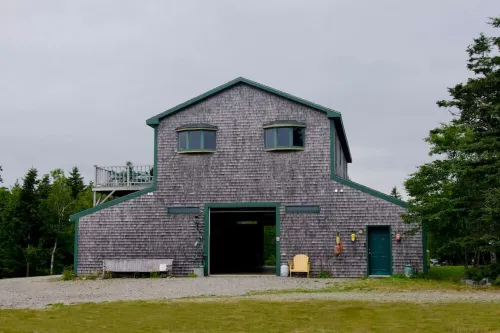 On the top of ledge overlooking Cobscook Bay