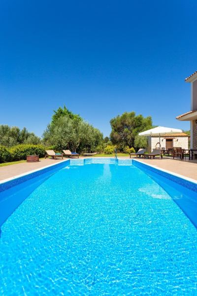 Outdoor Swimming Pool Villa Eufrosini Large Private Pool Walk to Beach Sea Views A C Wifi Car Not Required - 2301 Photo
