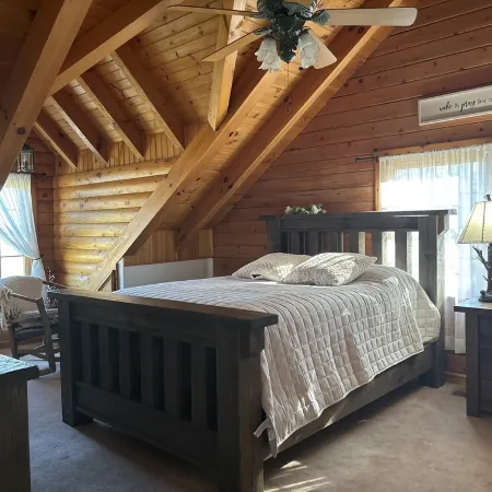 Cozy cabin on the hill with amazing surroundings.