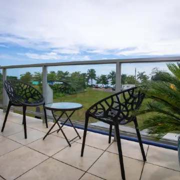 Beachfront in gated community with patio,  balcony, pool, close to all in Rincón