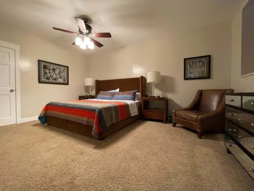 Updated partially subterranean apartment.