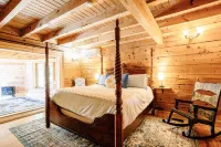 Majestic log home on 20 private acres near ski resort w/pool & hot tub