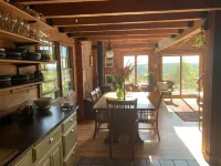 Jaw-Dropping Coastal Mountain & Ocean View Post & Beam Log Getaway