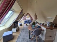 Cozy attic studio Norddeich panoramic window with sea view beach 50 meters