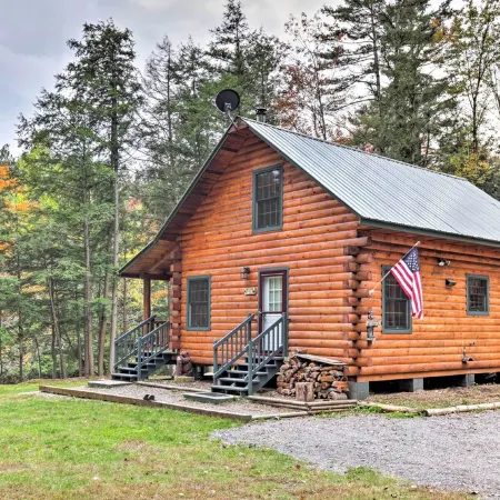 Cozy, Rustic Adirondack Riverfront Log Cabin, Rapids, Independence River