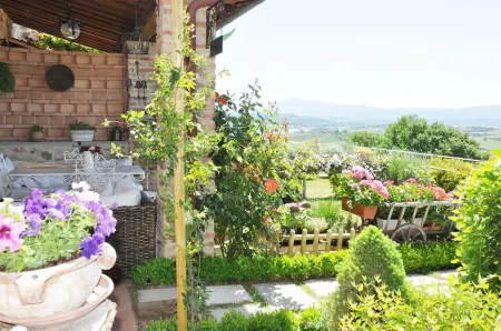 House with garden in a stone farmhouse