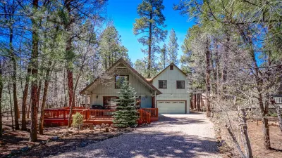 SPECTACULAR COZY CABIN NESTLED IN THE PINES BIG FRONT DECK FENCED FOR DOGS