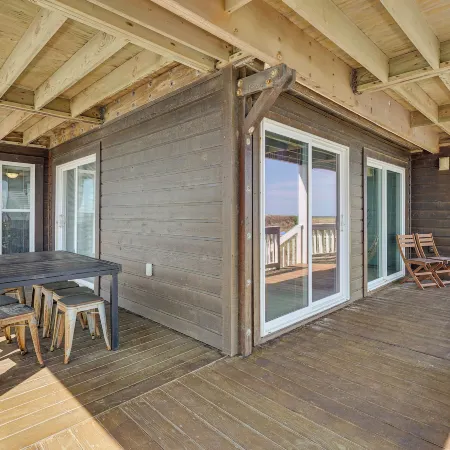 Deck & View: Oceanfront Oasis in Oak Island!
