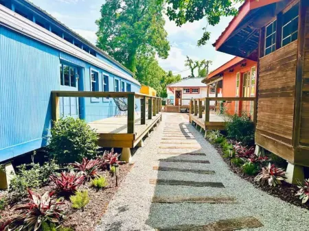 Train Wreck Inn - The Blue Train Car