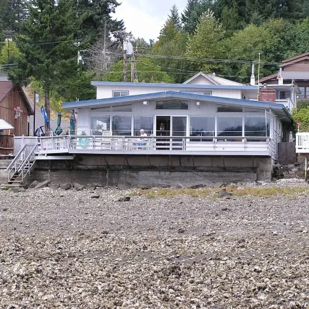 Water front, private beach, steps from down town Hoodsport with lots of parking.