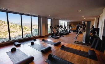 a well - equipped gym with a variety of exercise equipment , including treadmills , elliptical machines , and weight machines at The Lodge at Blue Sky, Auberge Resorts Collection