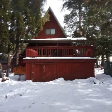 Cool 'A' frame cabin in the ponderosa pines.