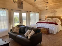 One room cabin set on our farm for a peaceful getaway.