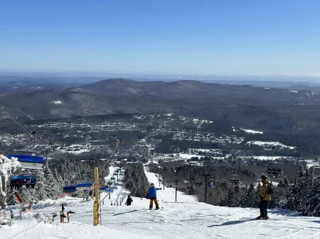 Gorgeous ski retreat apartment with fireplace and Mountain View.