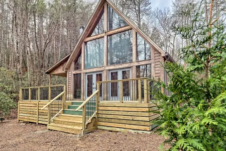 Secluded Mountain Lodge & Waterfront Cabin w/King Beds, Firepit, Game Room....