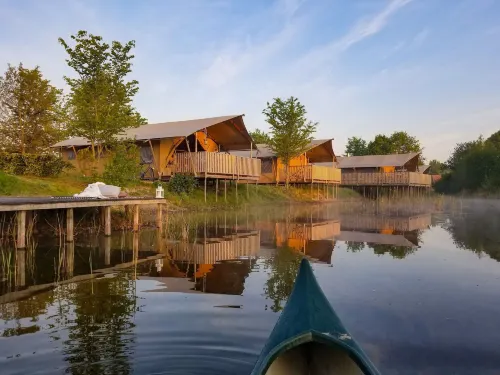 Campsite - Combined Tents with Kitchen and Bathroom Located Near a Pond - 2-Star