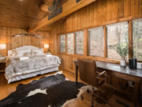 Blue Ridge Cabin with Modern Farmhouse Decor on Private Stream Hotels in Watauga