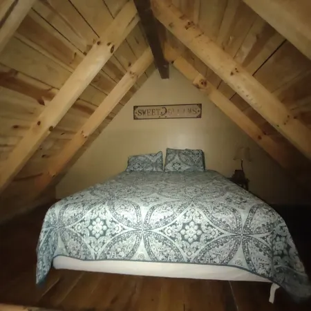Quaint, secluded cabin with the feel of home. Sleeps 4 with home-like amenities.