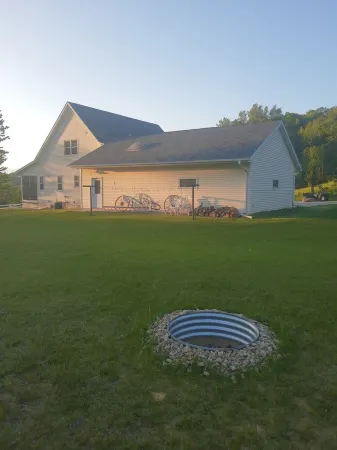 Country Charm Over River Valley And Horse Farm