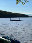 Spacious cabin on beautiful Long Lake w/waterfront view, private dock, fire pit.