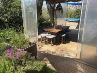 Atypical, set on the beach with direct access, swimming pool, barbecue, pets allowed