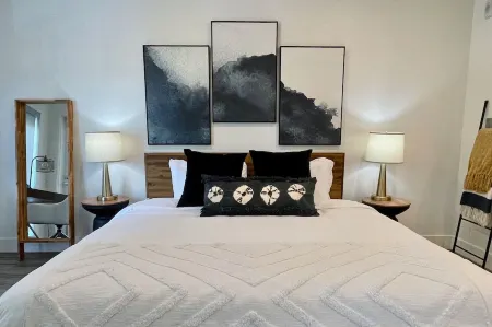 Work Here • Secure • Elevator • Luxe Kitchen & Bath • King Bed • W/D • Gig WiFi