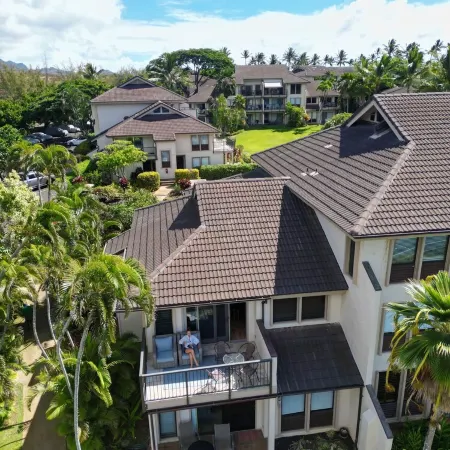 Poipu Ocean View + AC!  2 Pools & 3m Walk to Beach Along Greenbelt.