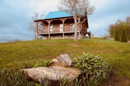 Blue Willow Cabin, high up on the hill with180 degree views.