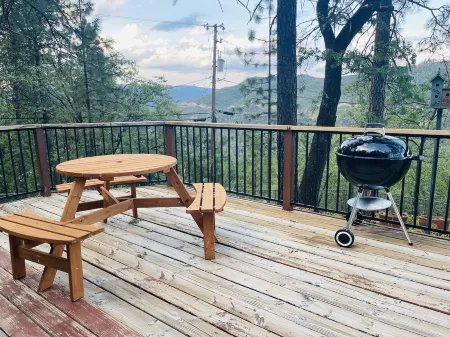 Lovely mountain home w/ large deck and forest view