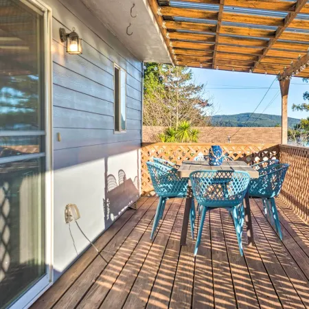 Fire Pit and Bay Views North Bend Home!