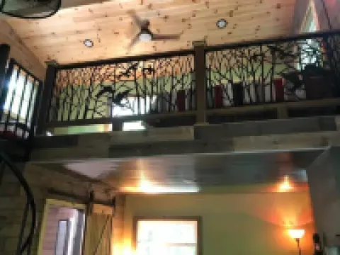 Secluded treehouse with indoor fireplace